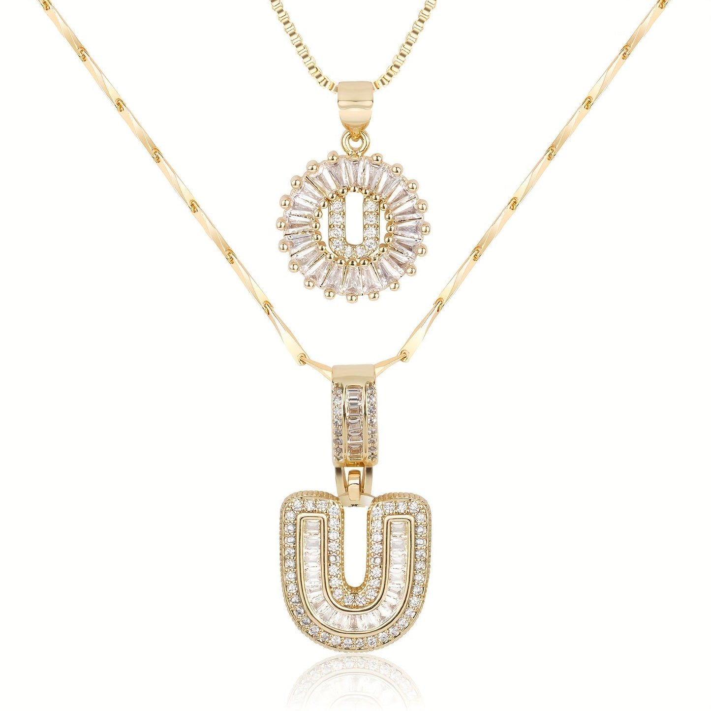 Double Initial Letter Necklaces in 14k Gold with Diamonds