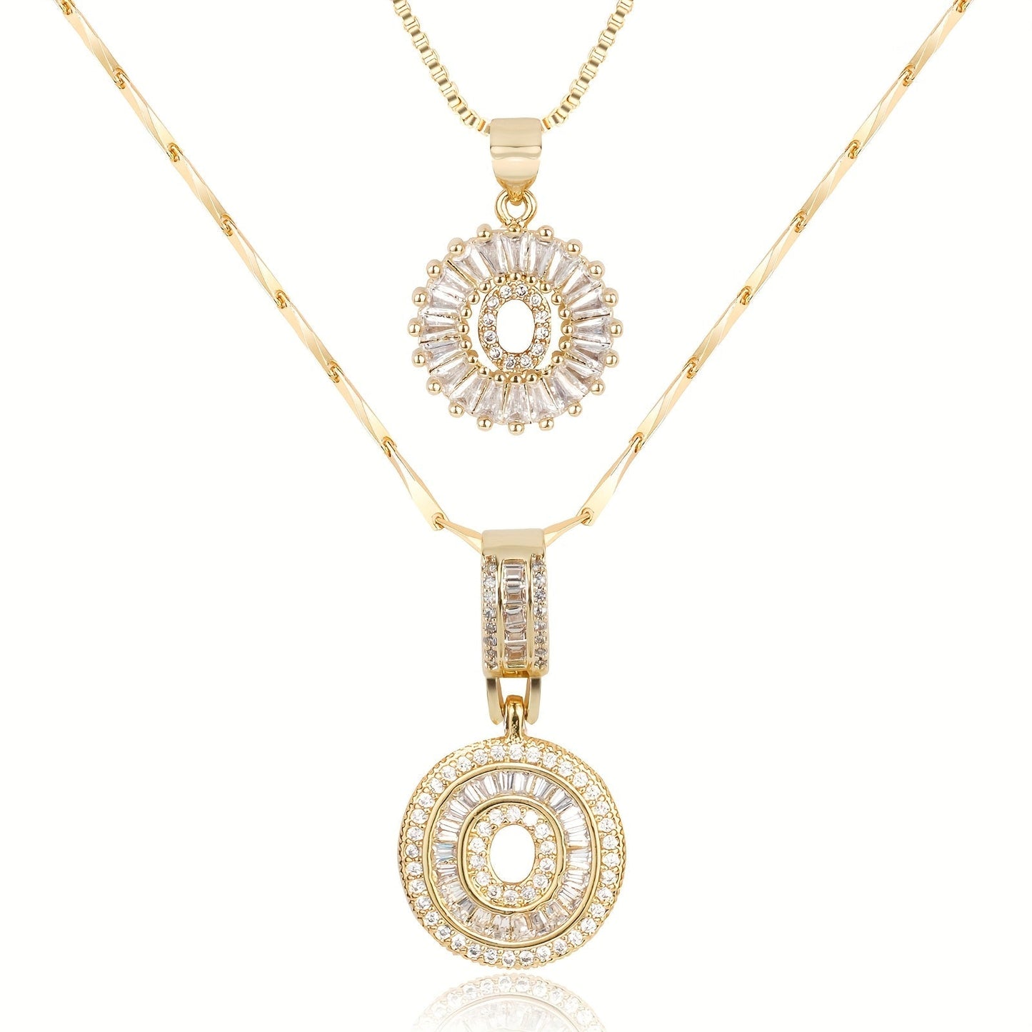 Double Initial Letter Necklaces in 14k Gold with Diamonds