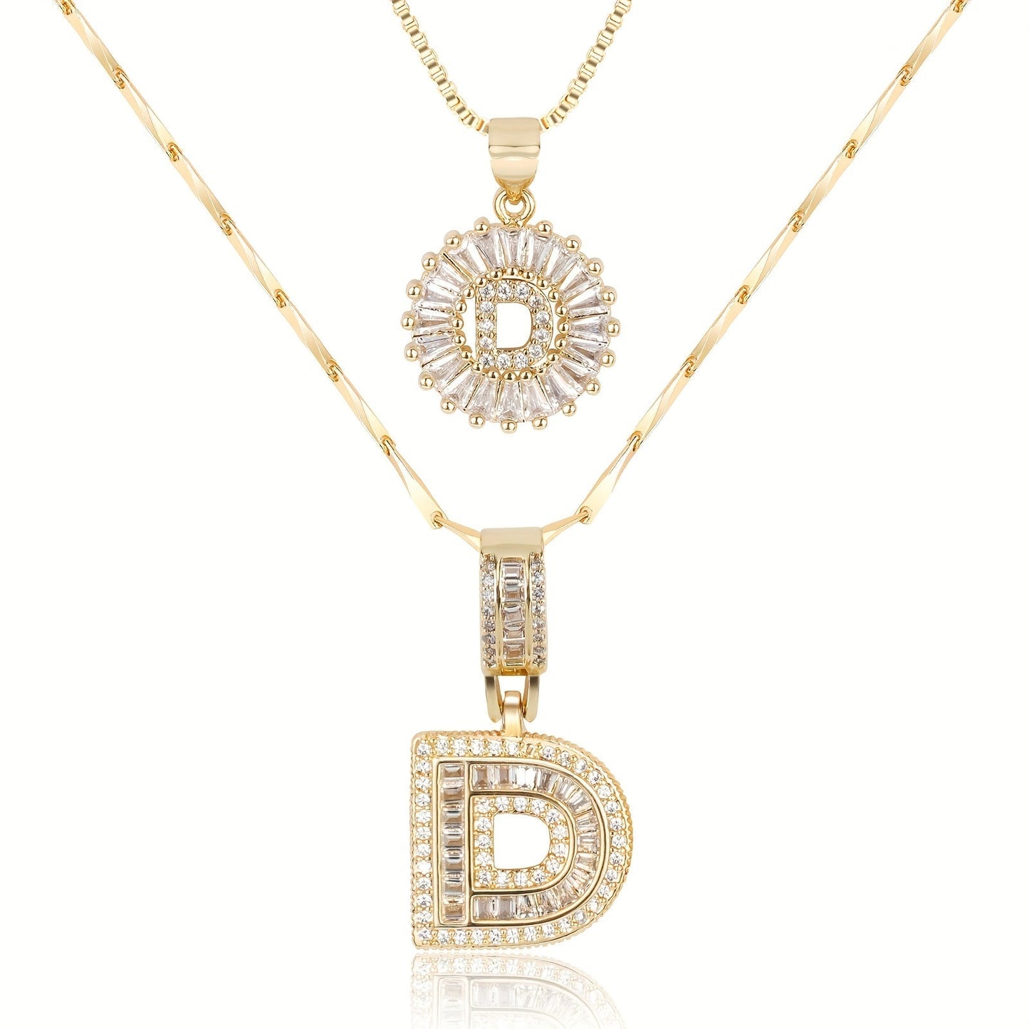 Double Initial Letter Necklaces in 14k Gold with Diamonds