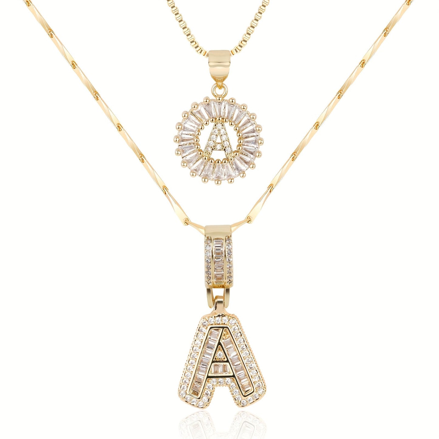 Double Initial Letter Necklaces in 14k Gold with Diamonds