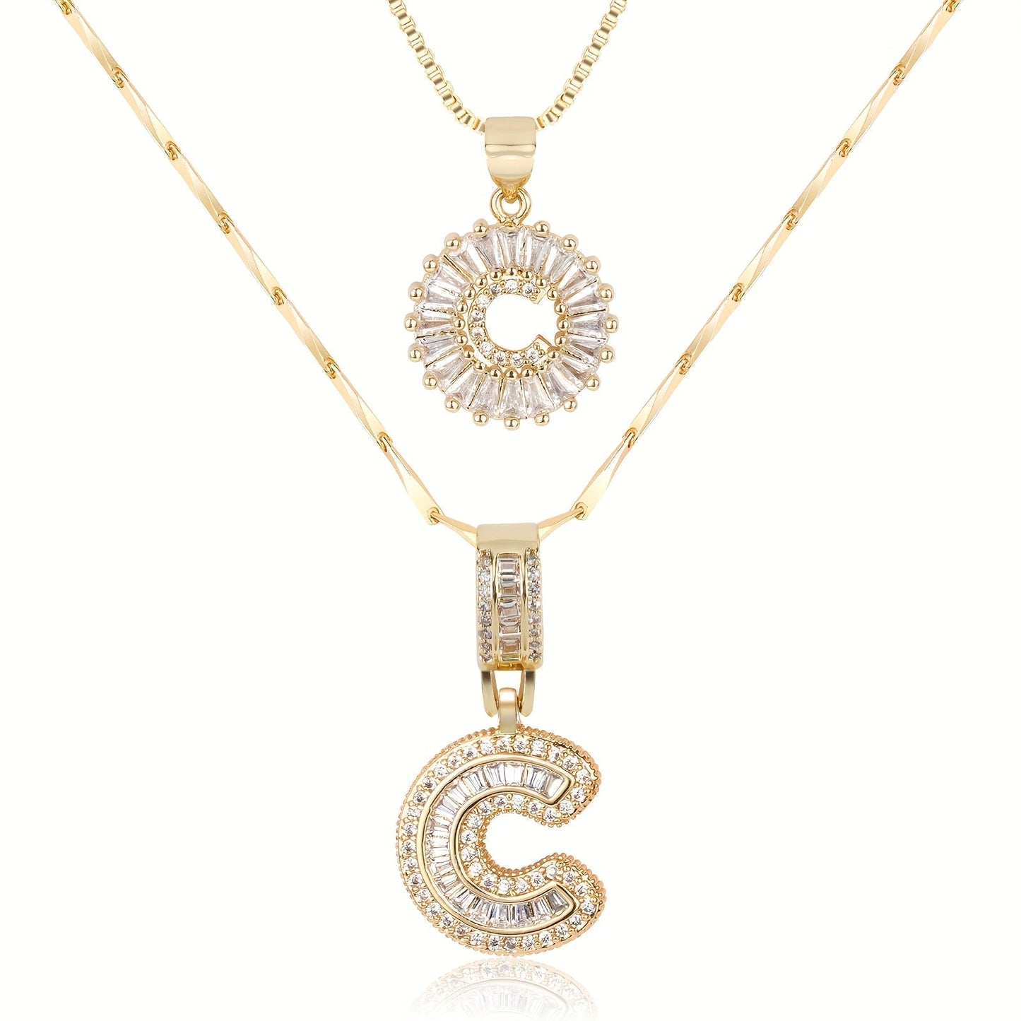Double Initial Letter Necklaces in 14k Gold with Diamonds
