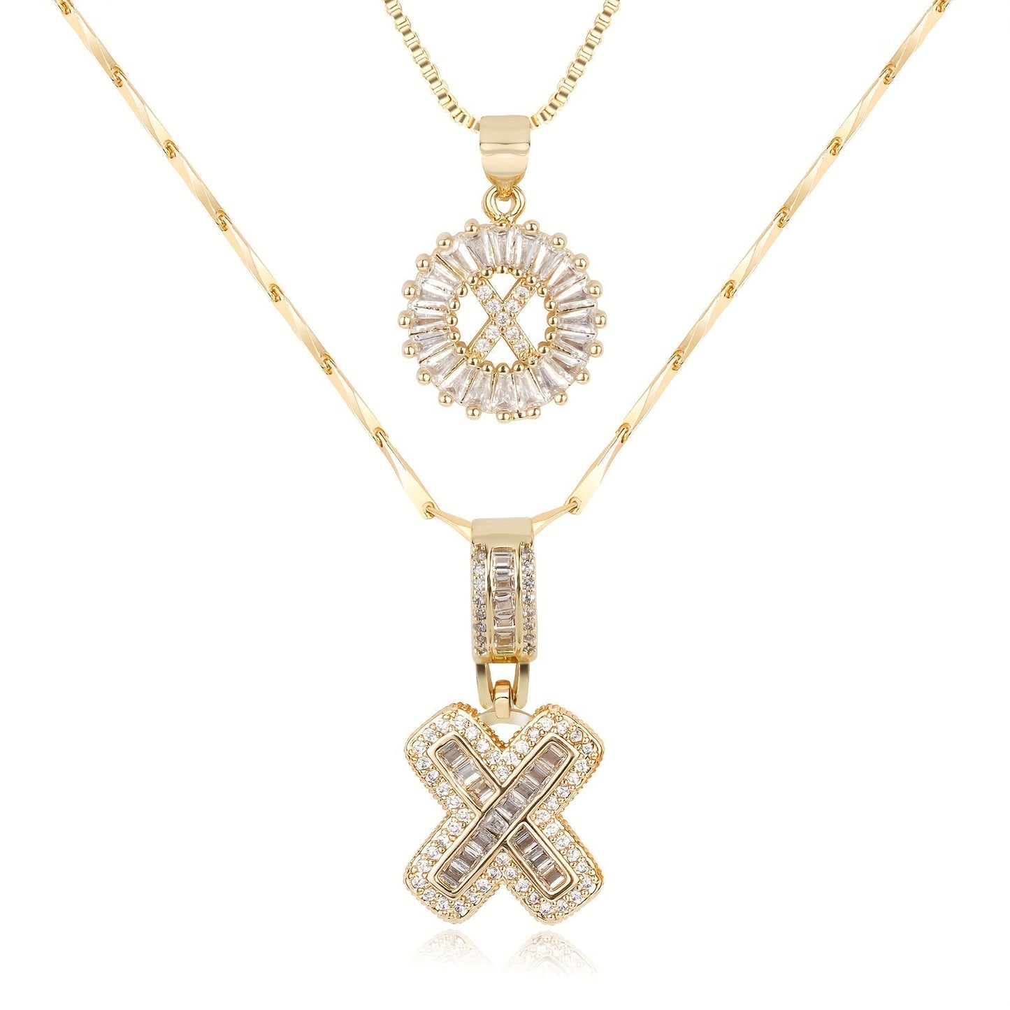 Double Initial Letter Necklaces in 14k Gold with Diamonds