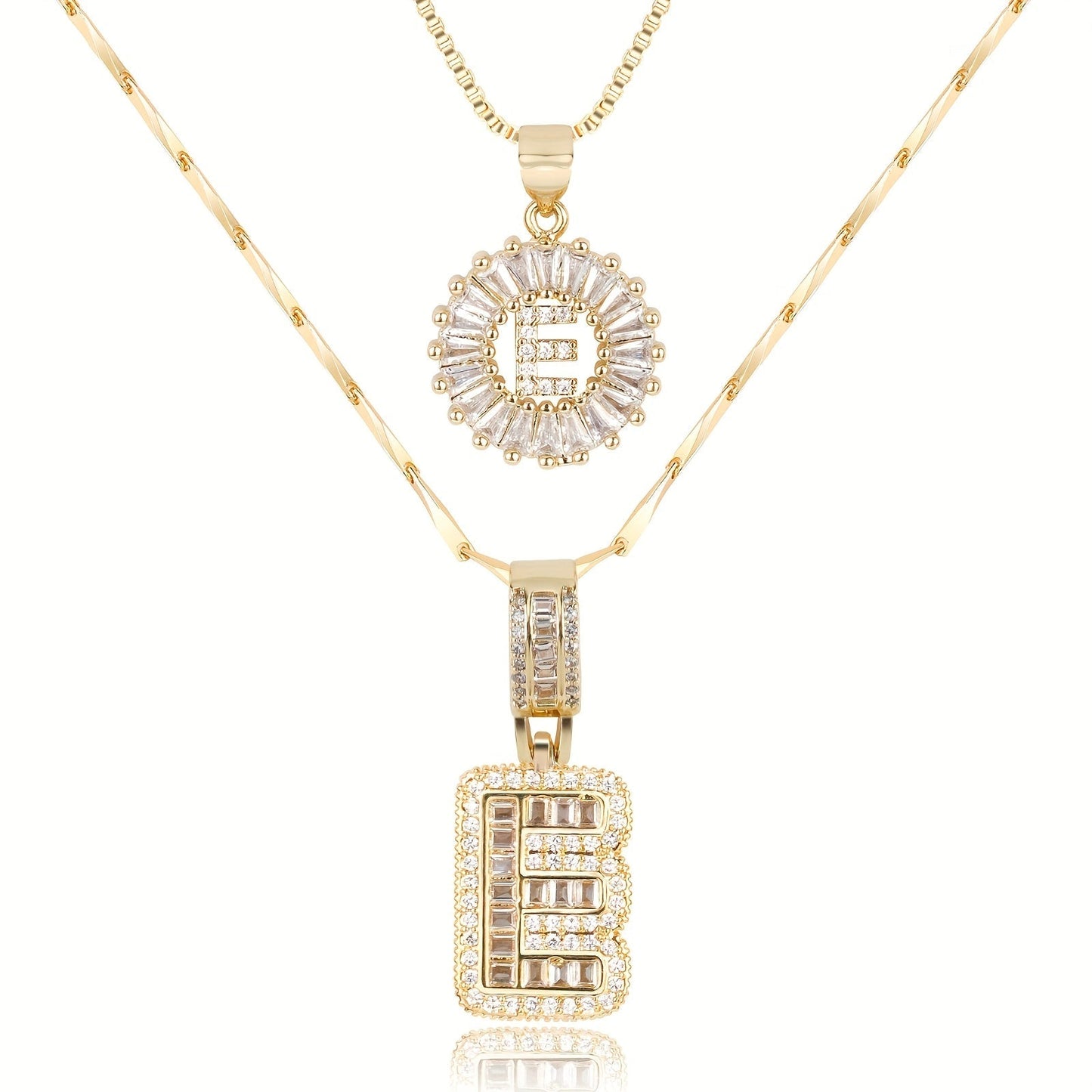 Double Initial Letter Necklaces in 14k Gold with Diamonds