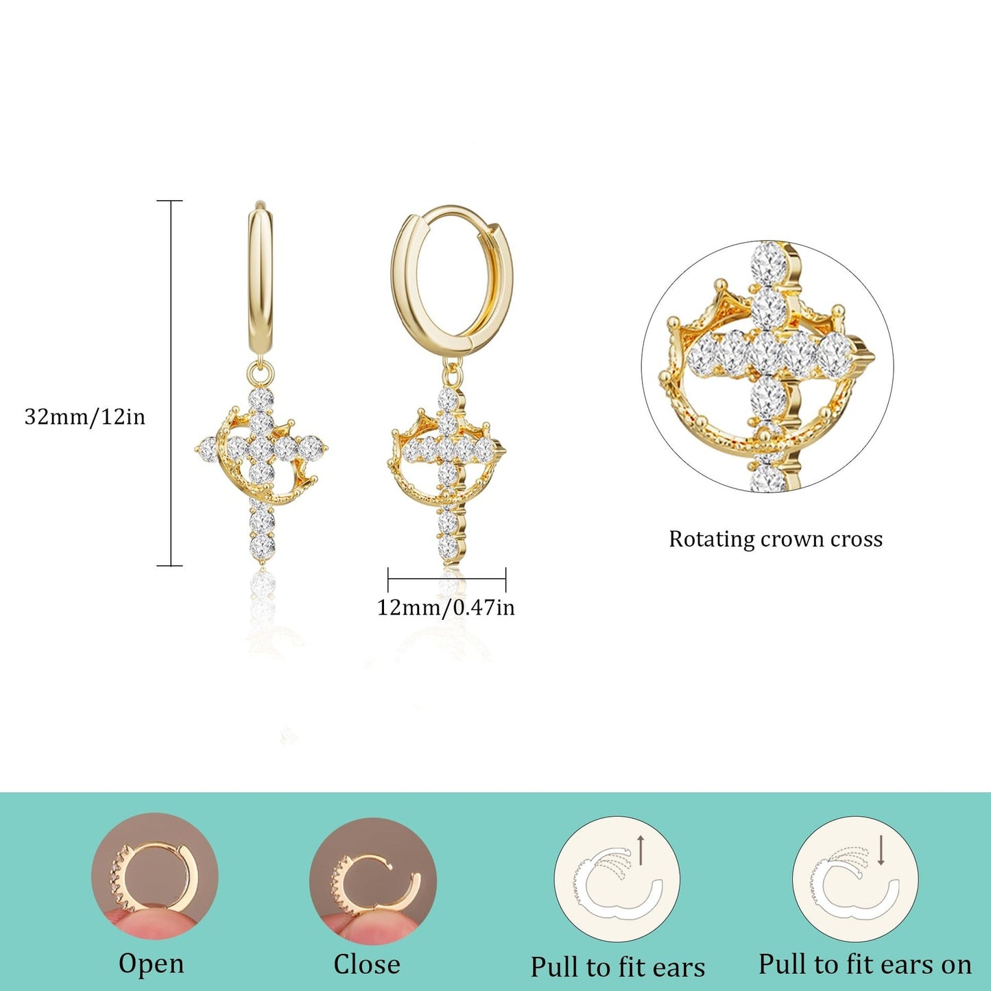 The Forever Cross & Crown Earrings