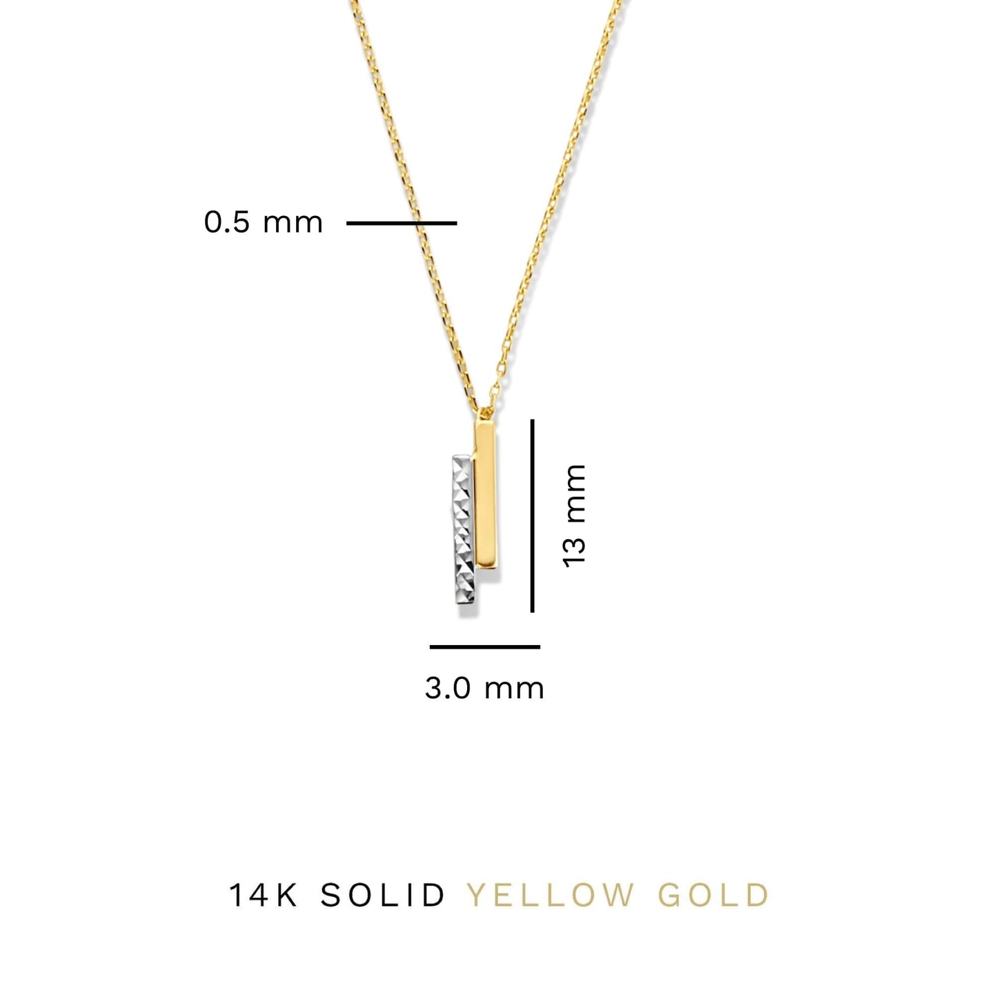 Alice 14 karat gold necklace with 2 rods