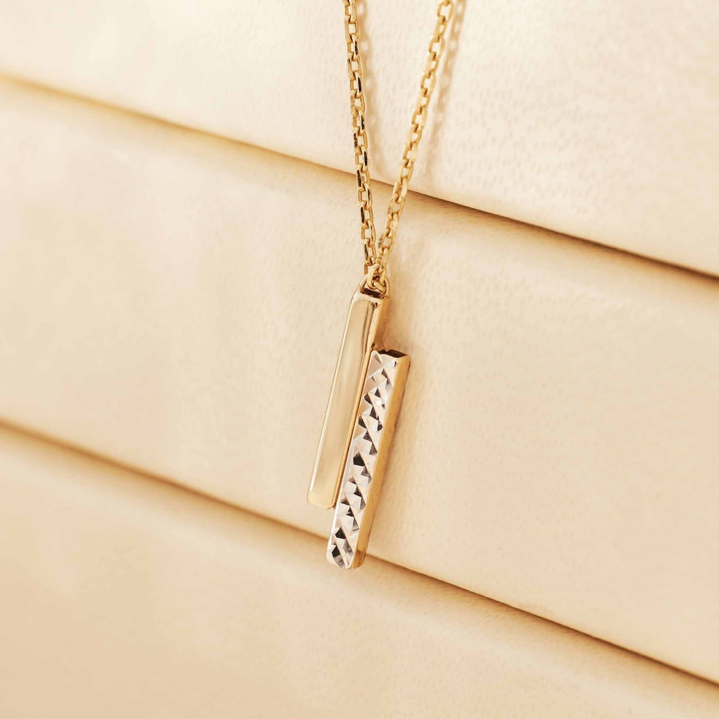 Alice 14 karat gold necklace with 2 rods