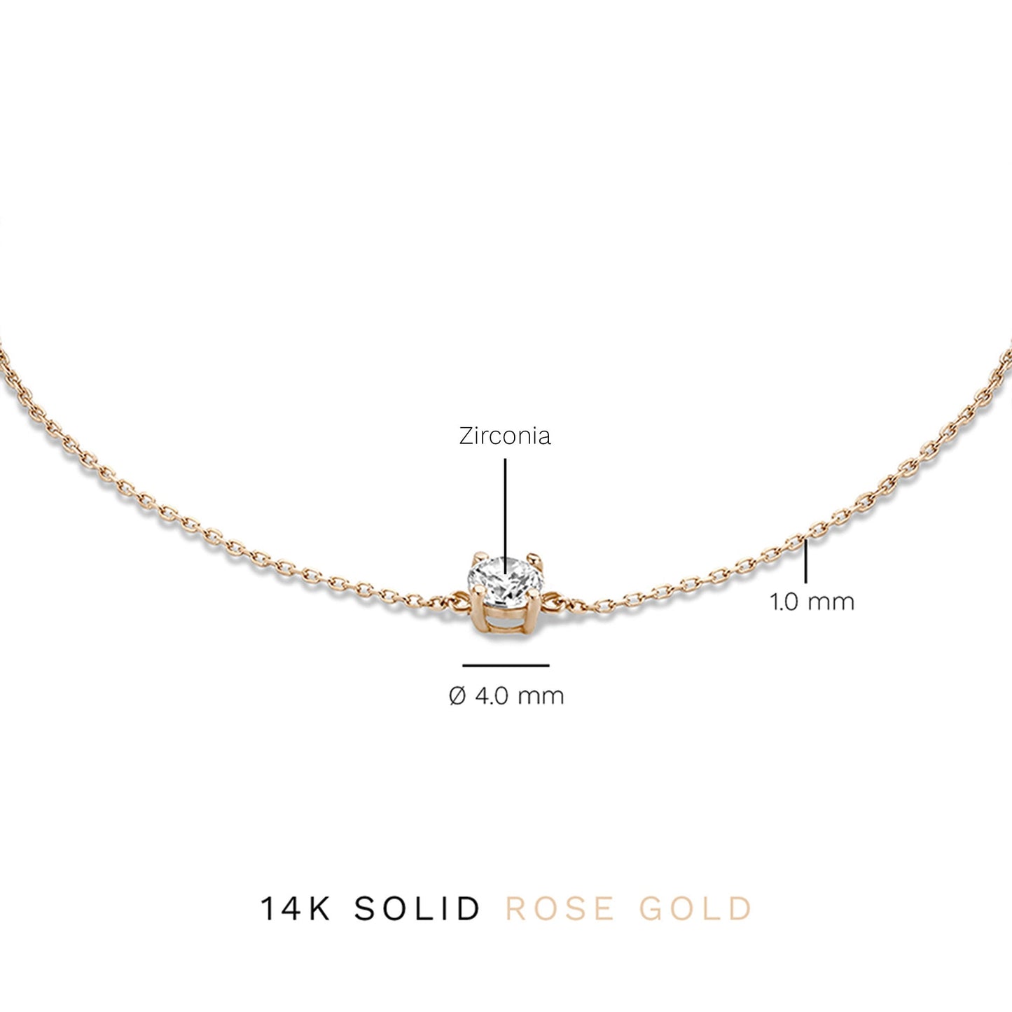 Apolline 14k rose gold bracelet with zirconia stone