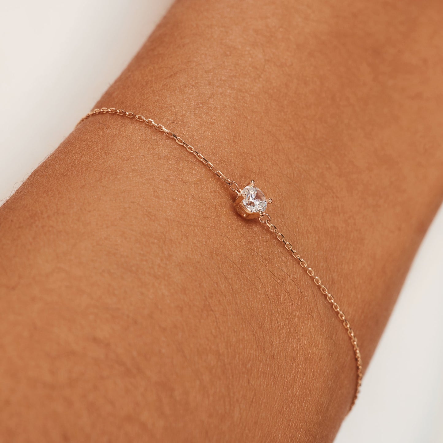 Apolline 14k rose gold bracelet with zirconia stone
