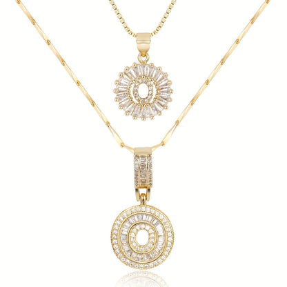 Double Initial Letter Necklaces in 14k Gold with Diamonds
