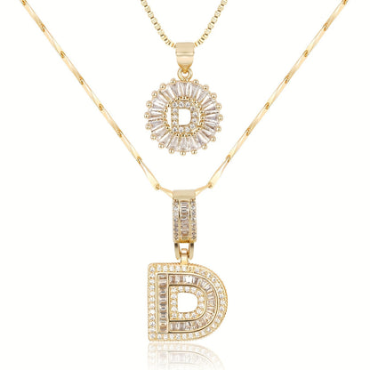 Double Initial Letter Necklaces in 14k Gold with Diamonds