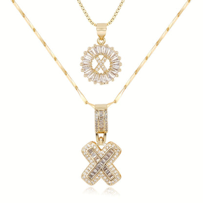 Double Initial Letter Necklaces in 14k Gold with Diamonds