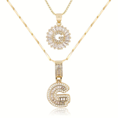 Double Initial Letter Necklaces in 14k Gold with Diamonds