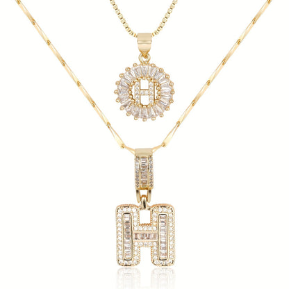 Double Initial Letter Necklaces in 14k Gold with Diamonds