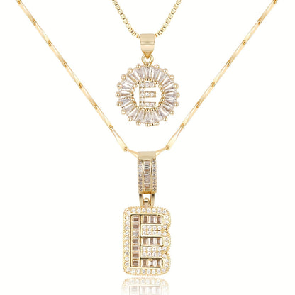 Double Initial Letter Necklaces in 14k Gold with Diamonds