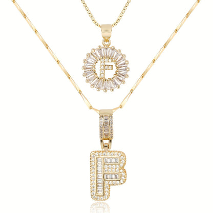 Double Initial Letter Necklaces in 14k Gold with Diamonds