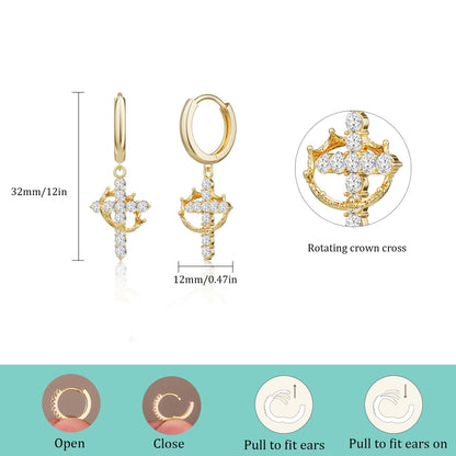 The Forever Cross & Crown Earrings