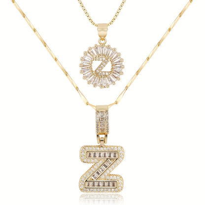 Double Initial Letter Necklaces in 14k Gold with Diamonds
