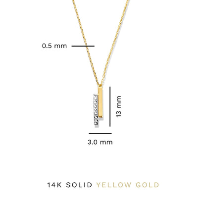 Alice 14 karat gold necklace with 2 rods